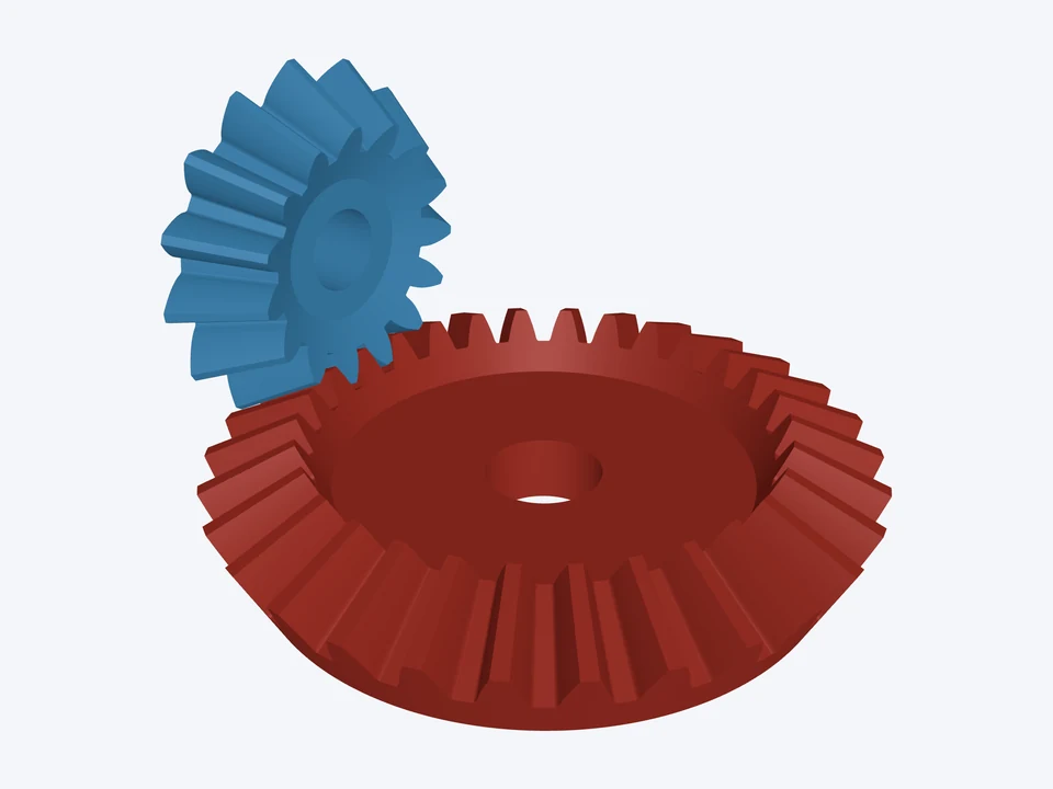 2 : 1 · module 1.5, 15 : 30: the pinion and gear in 3D