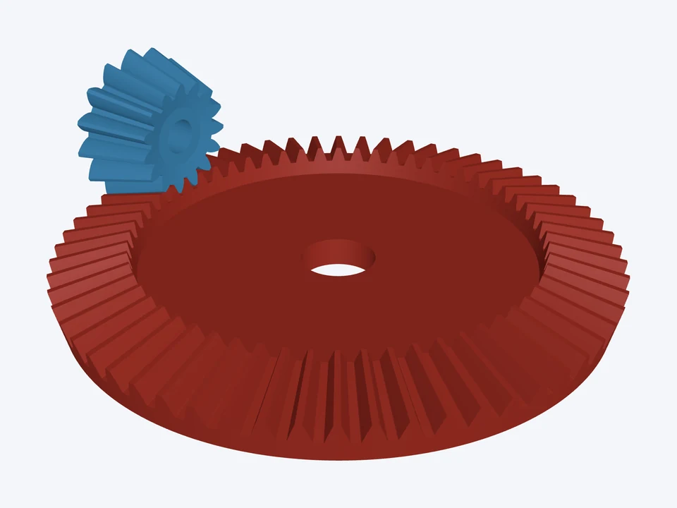 4 : 1 · module 1.5, 15 : 60: the pinion and gear in 3D
