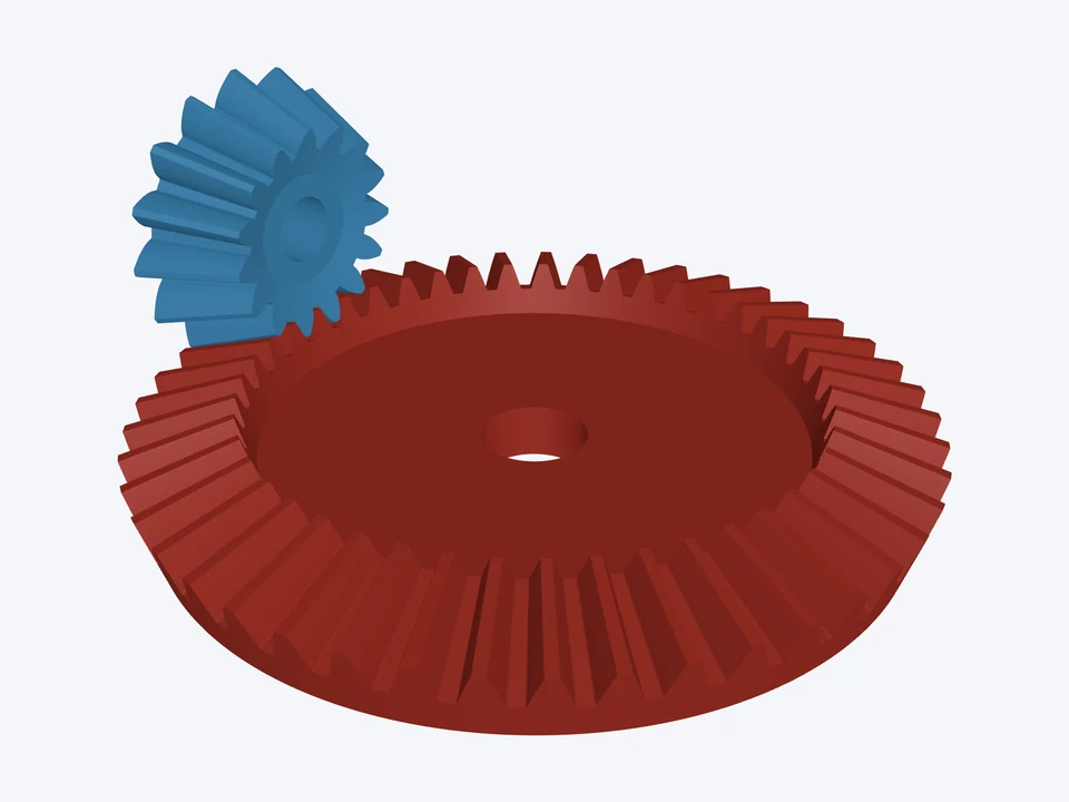 3 : 1 · module 2, 15 : 45: the pinion and gear in 3D