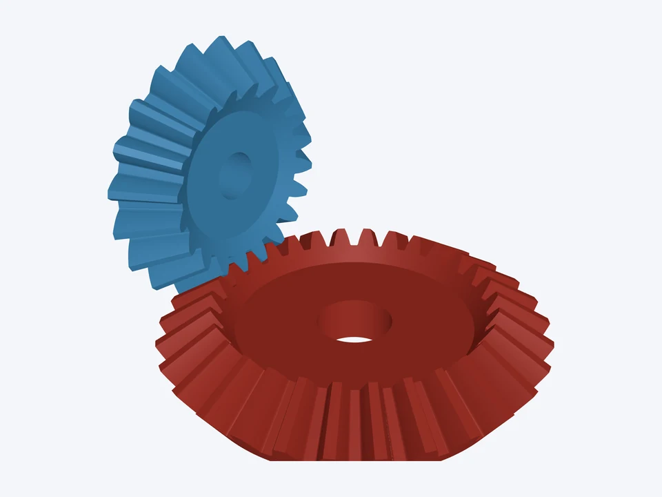 1.5 : 1 · module 2, 20 : 30: the pinion and gear in 3D
