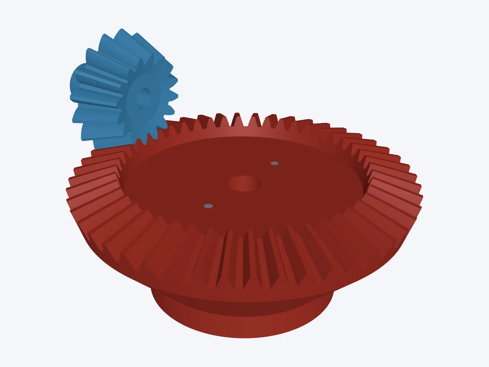 Hand crank · threaded set screws and hub pins: the pinion and gear in mesh