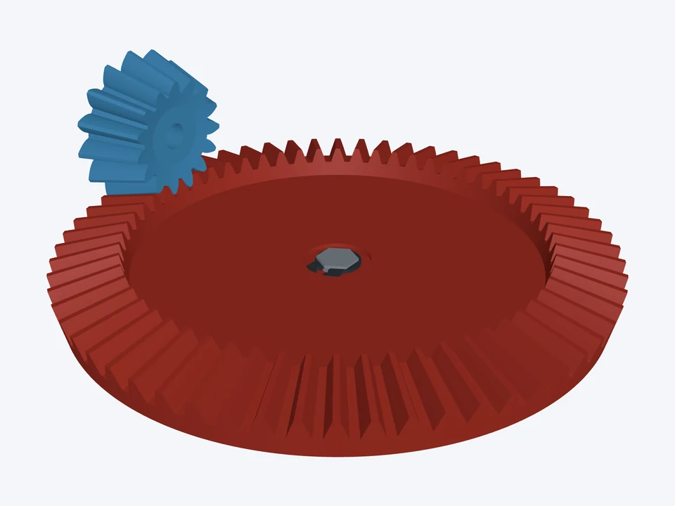 Hand drill · 4 : 1, module 2: the pinion and gear in 3D
