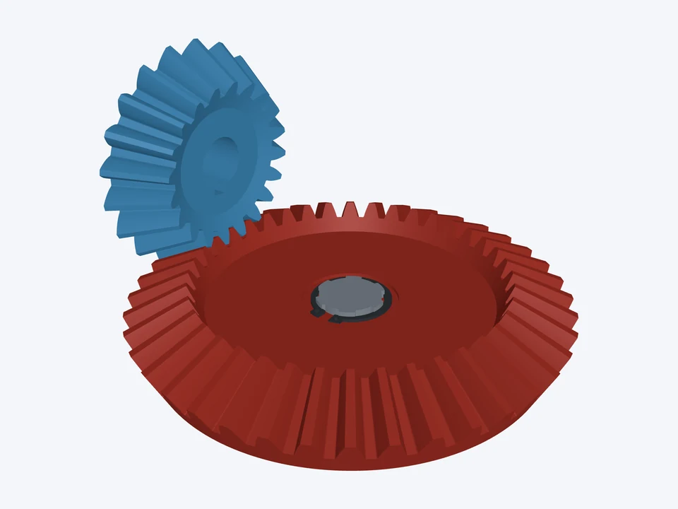 2 : 1 · module 4, splined gear: the pinion and gear in 3D