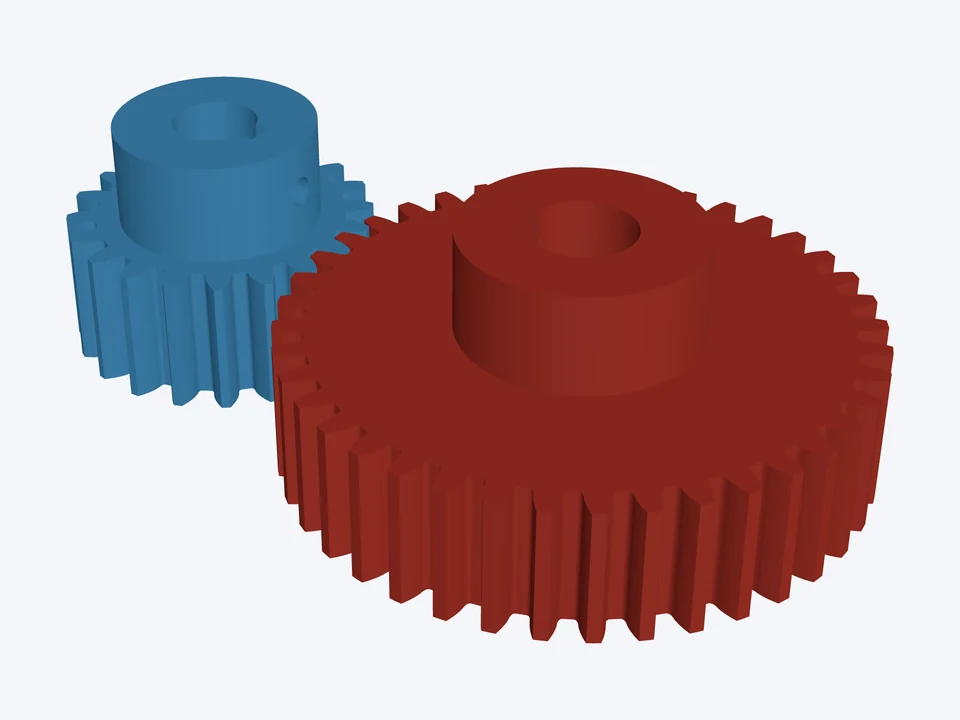 20T : 40T · 10 DP, 14½°: both parts in 3D