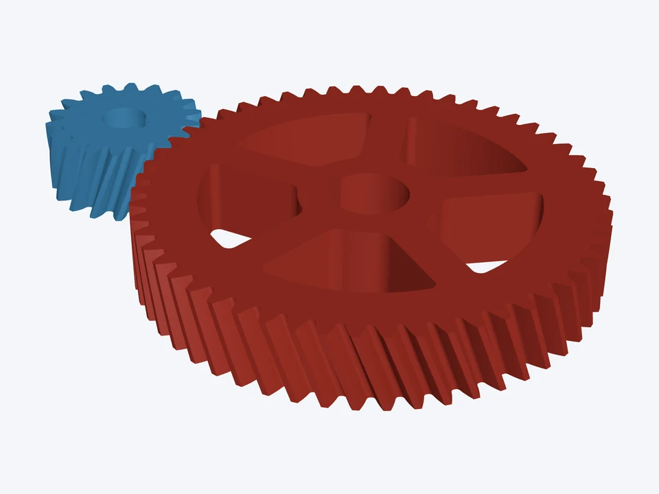 18T : 54T · 20° helical: both parts in 3D