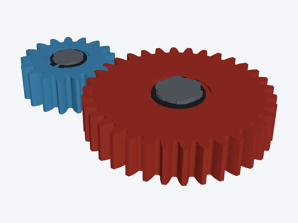 17T : 34T · ISO 14 splines, rack B: both parts in 3D
