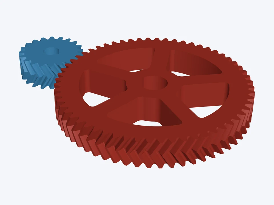 20T : 60T · module 4 herringbone: both parts in mesh
