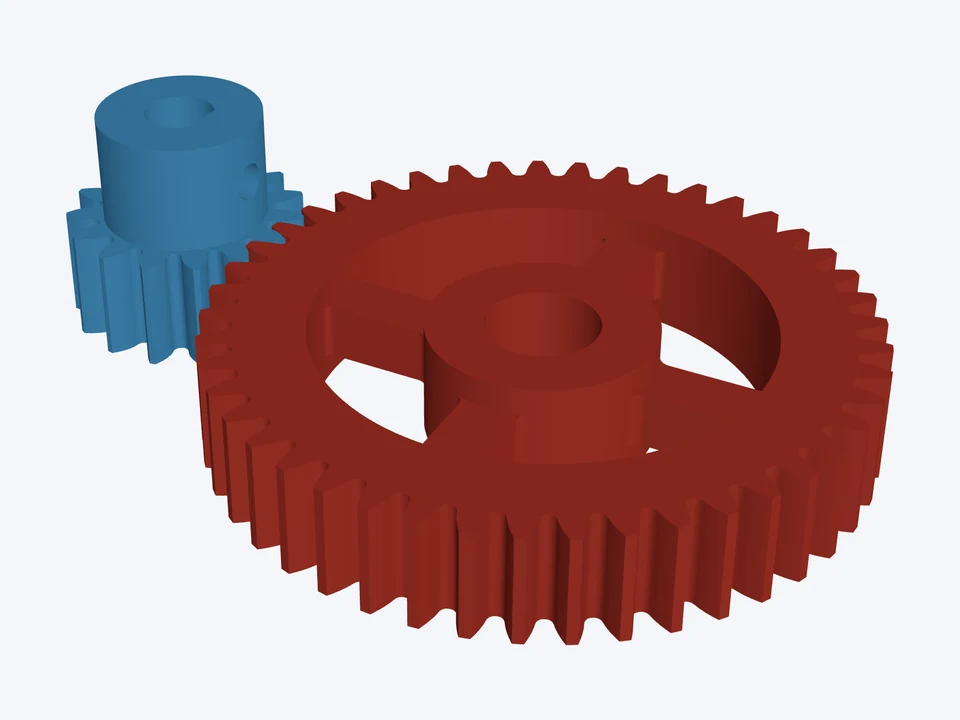 15T : 45T · NEMA 17 reducer: both parts in 3D