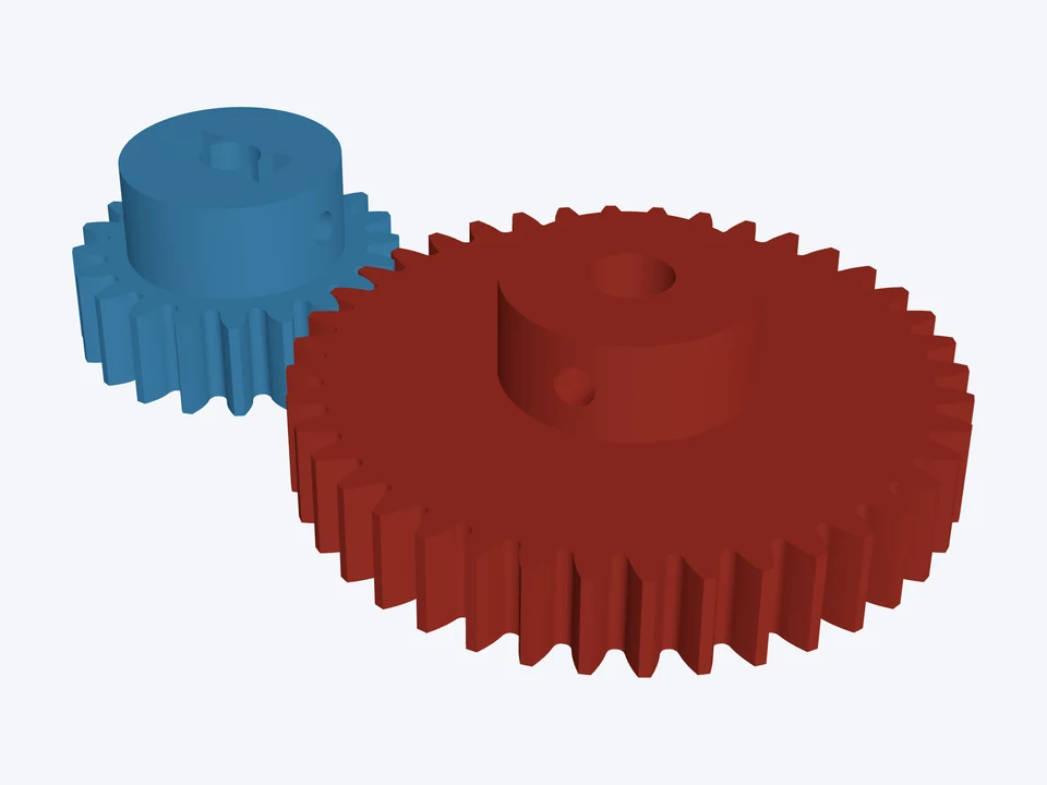 20T : 40T · hubs, nuts and inserts: both parts in 3D