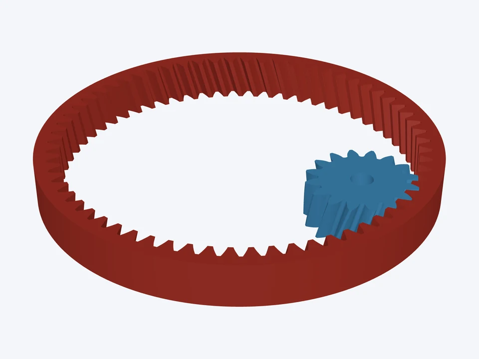 16T in a 64T helical ring: both parts in mesh