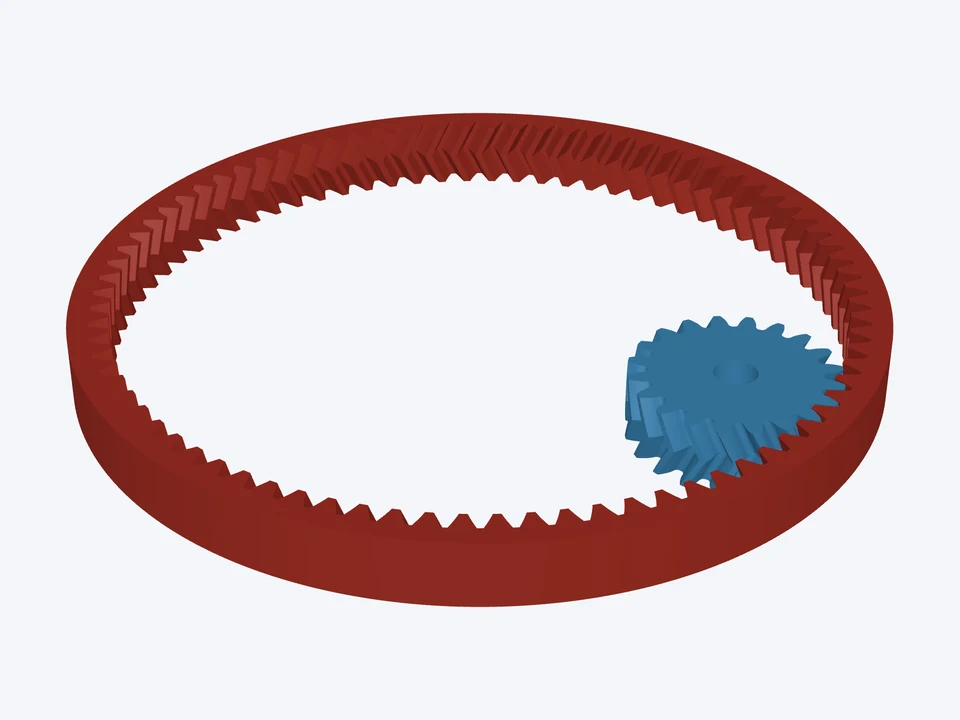 20T in an 80T herringbone ring: both parts in 3D