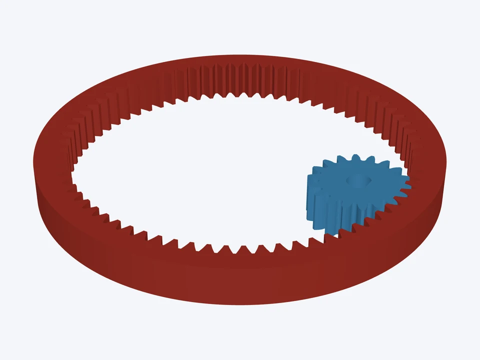 18T in a 72T ring · 4 : 1: both parts in mesh
