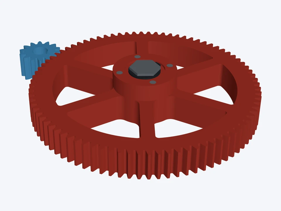 14T : 84T · 6 : 1 arm stage: both parts in 3D