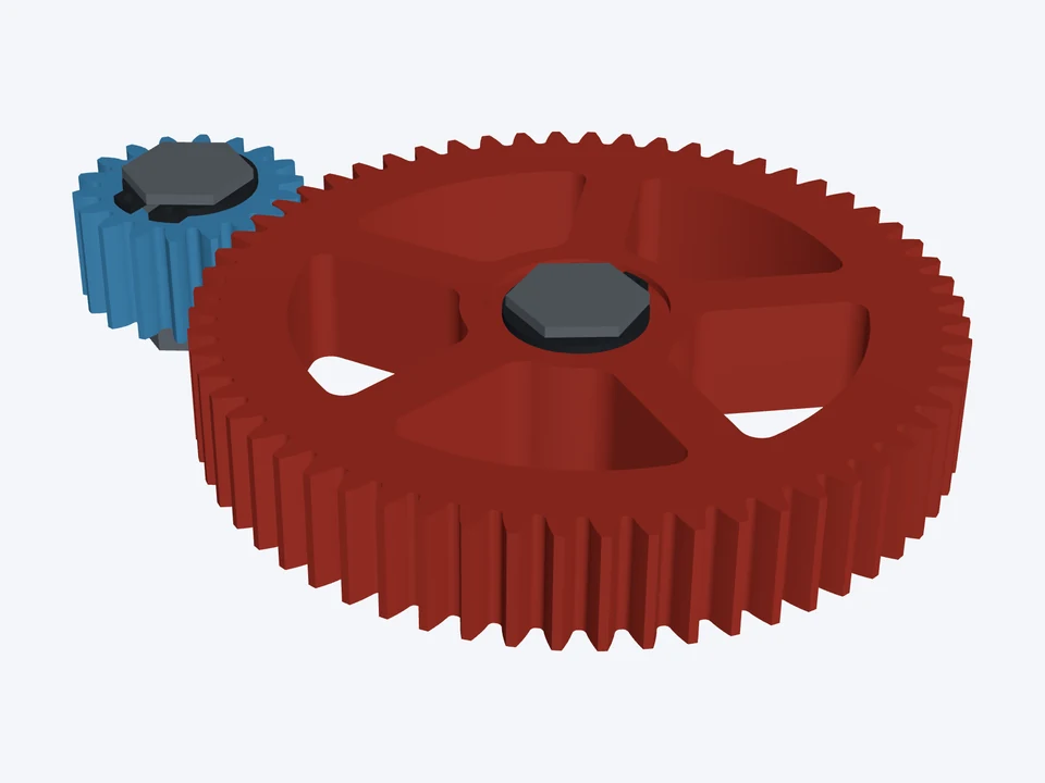 18T : 60T · 20 DP on ½" hex: both parts in mesh