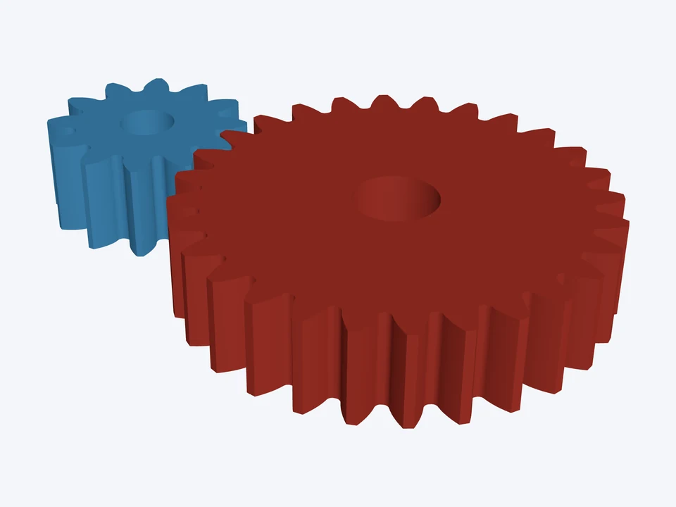 12T : 28T · profile-shifted: both parts in 3D