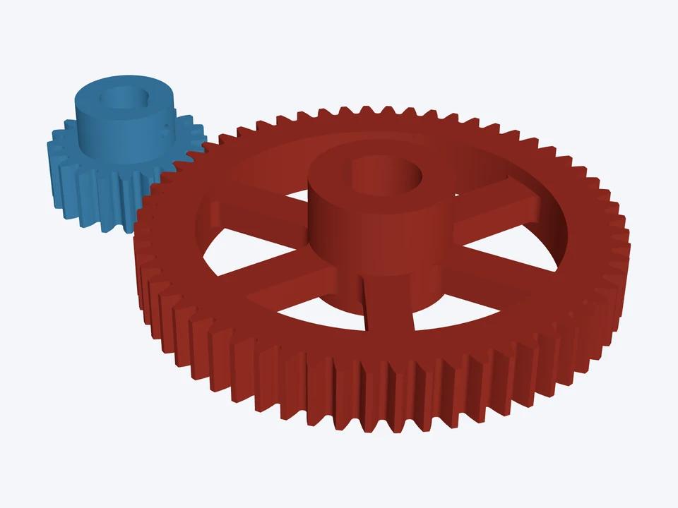 20T : 60T · module 3, keyed: both parts in mesh