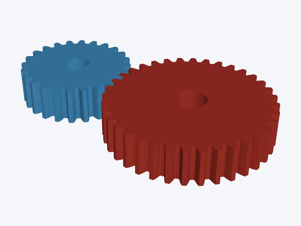 24T : 36T · 20° stub teeth: both parts in mesh