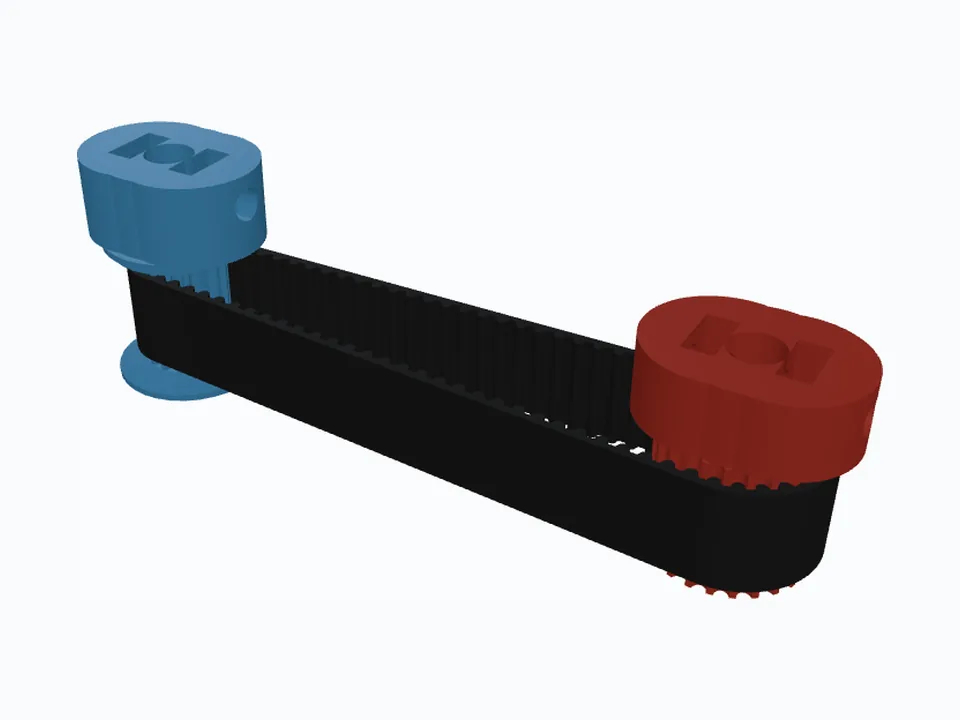 GT2 16T & 24T, Zero-Backlash Fit: the drive with its belt