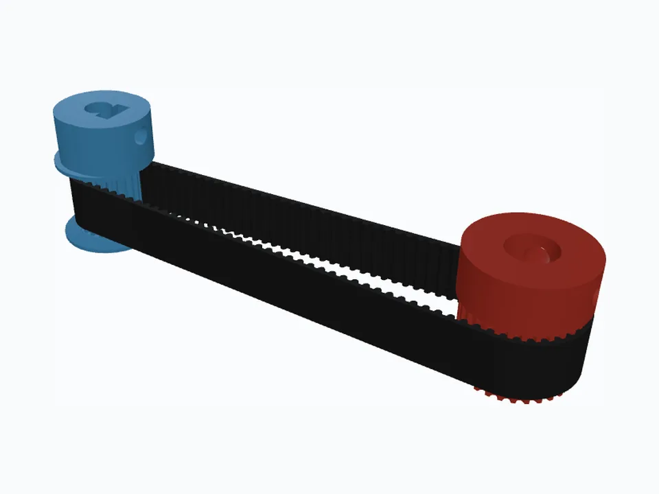 GT2 20T & 30T, 5 mm D-Flat Stepper Pulley — 3D view
