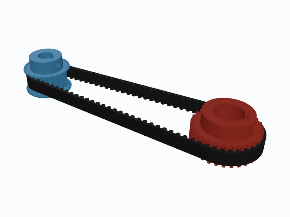 HTD 5M 20T & 30T, ISO Keyways & Metal Flanges — 3D view