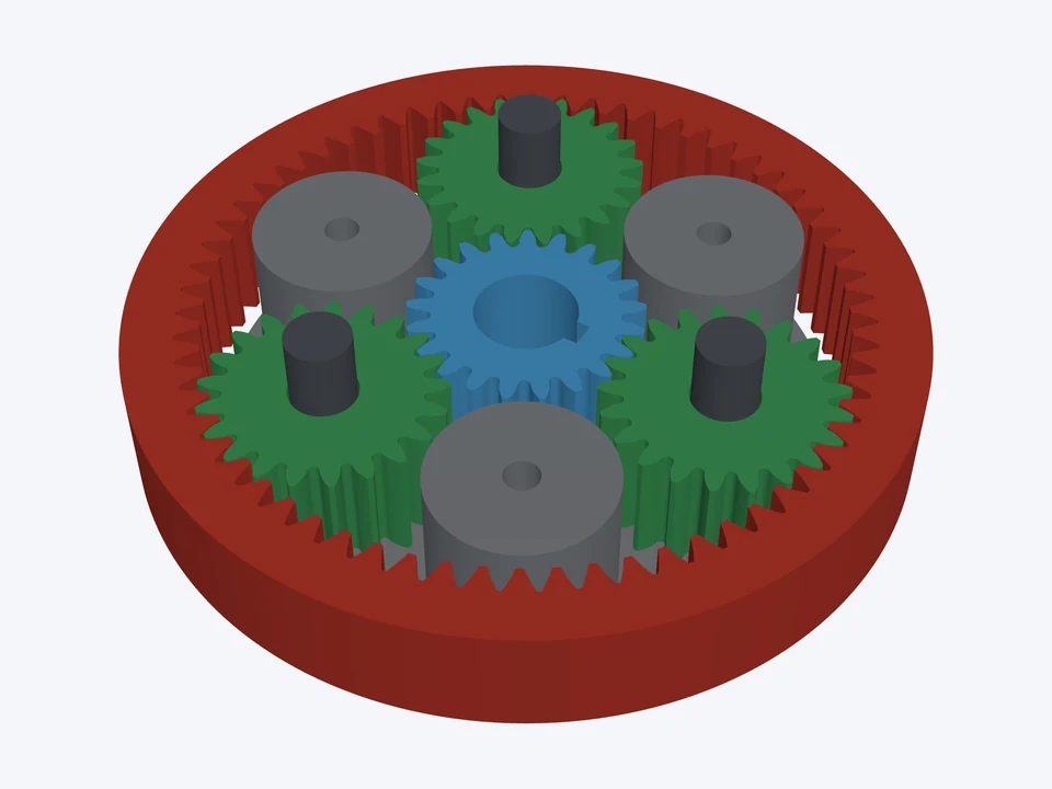 4 : 1 · 32 DP, ½" hex output: the planetary set assembled
