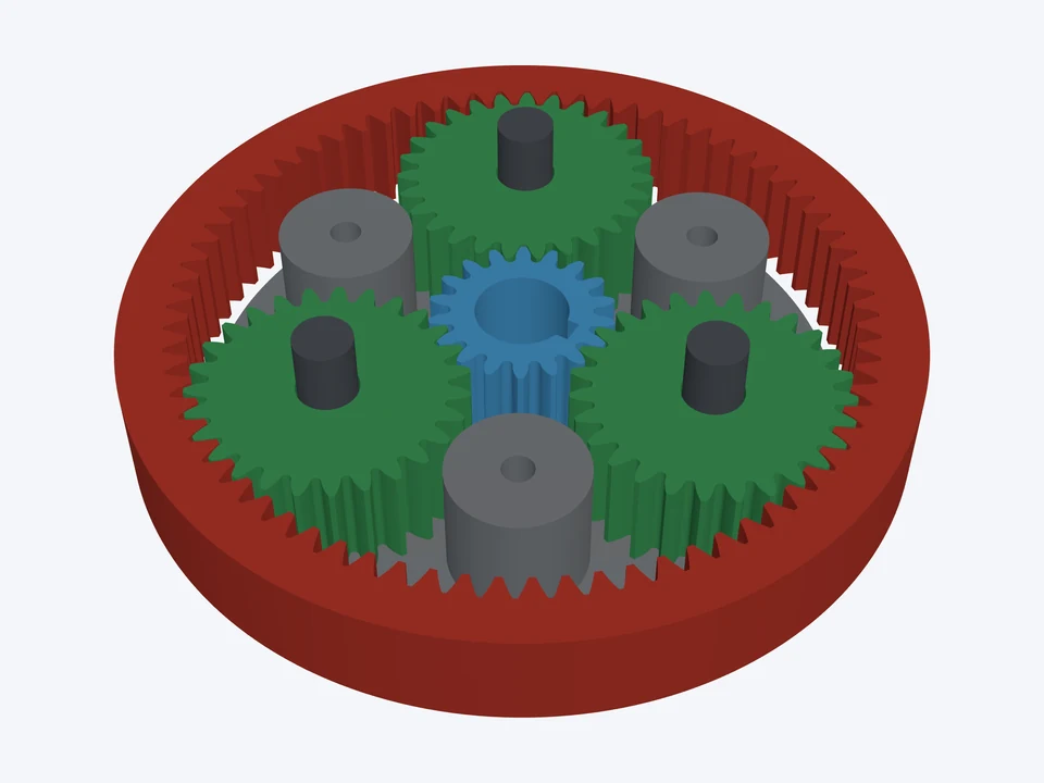 5 : 1 · 32 DP, hex out: the planetary set in 3D