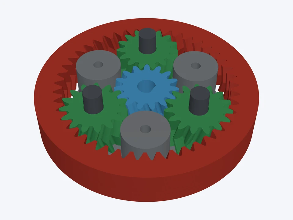 4 : 1 · compact NEMA 17, 60 mm: the planetary set assembled