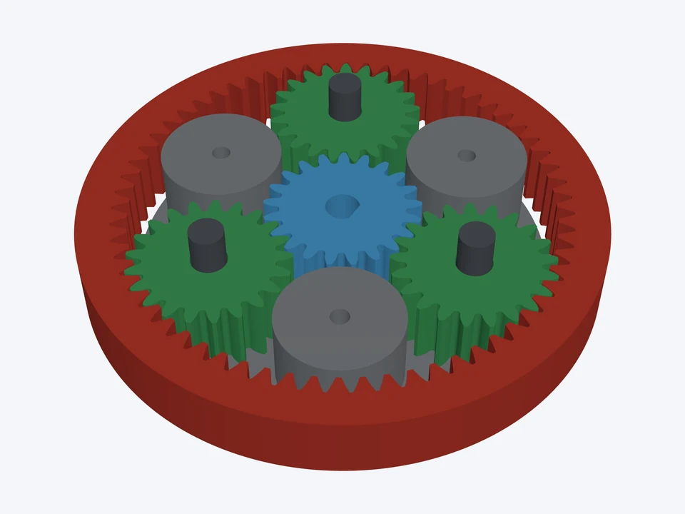 4 : 1 · NEMA 17 gearbox: the planetary set in 3D