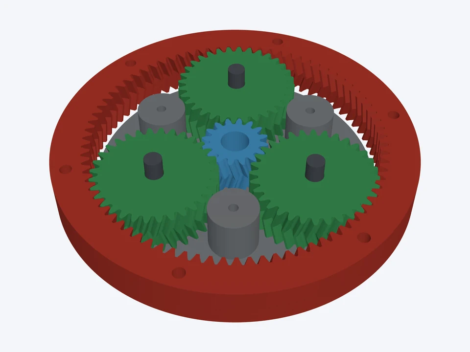 6 : 1 · quasi-direct-drive actuator: the planetary set assembled