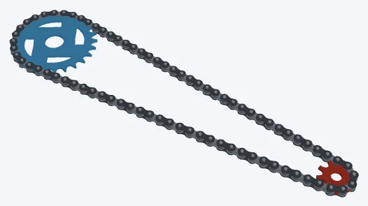 BMX street 25/9, 25/9 · four-spoke: both sprockets and the chain in 3D