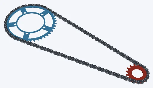 BMX race 44/16, 44/16 · windowed race ring: both sprockets and the chain in 3D