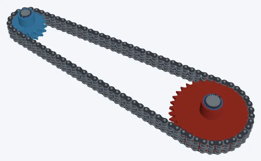 Industrial ANSI 50-2 duplex · 17/34, ISO 4156 splines, 17/34 · ANSI 50-2 duplex, ISO 4156 splines: both sprockets and the chain