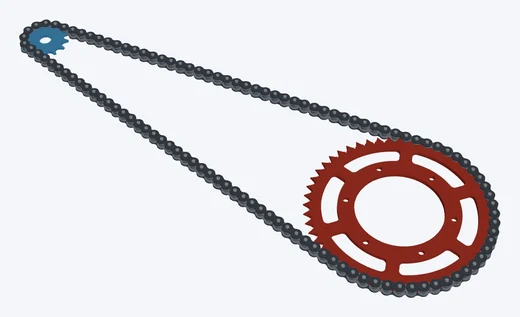 13/51 · 520, KX450 · 13/51 mud: both sprockets and the chain in 3D
