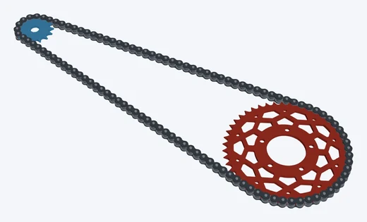 15/47 · 520, R6 · 15/47 lattice: both sprockets and the chain in 3D