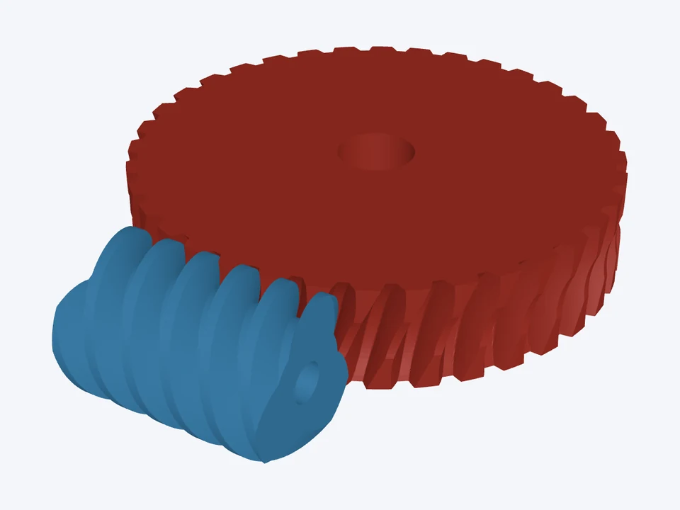 12 : 1 · 12 DP three-start: the worm and wheel in 3D