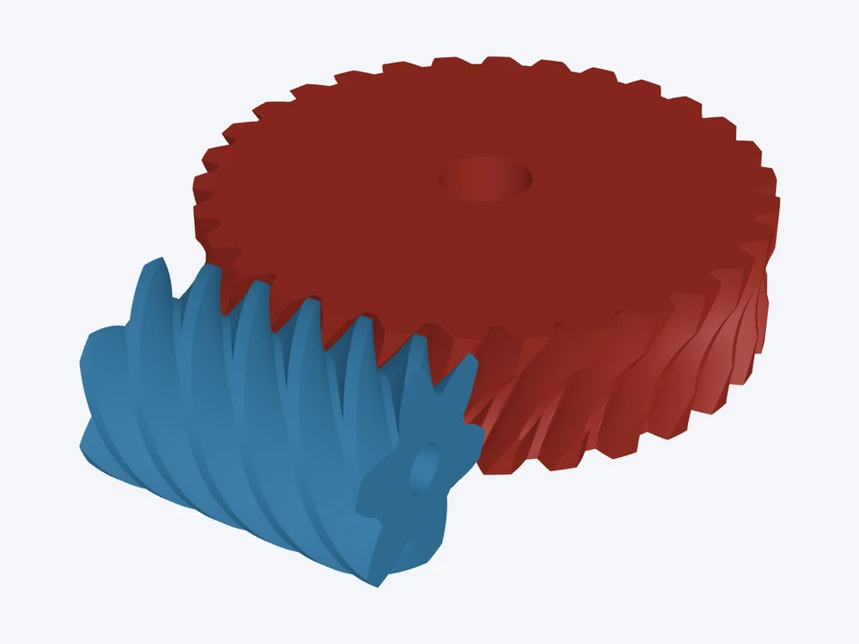 5 : 1 · six starts: the worm and wheel in 3D
