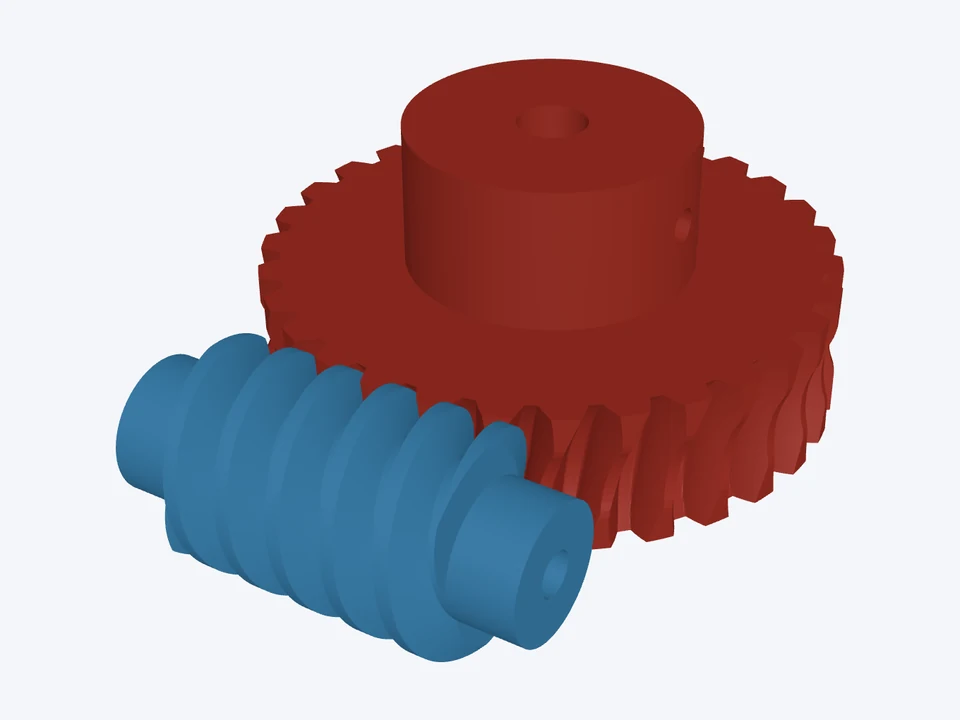 15 : 1 · hubs with heat-set inserts: the worm and wheel in 3D