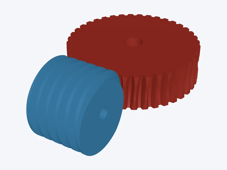 40 : 1 lift · 16 DP: the worm and wheel in 3D
