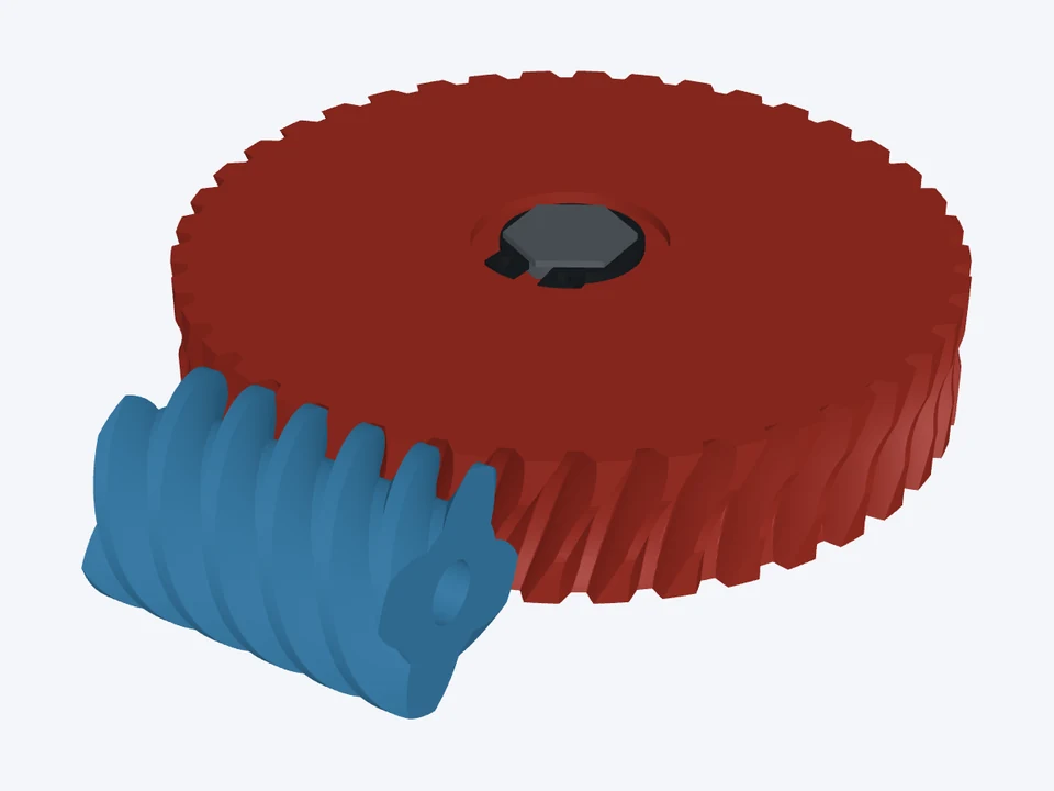 10 : 1 · 16 DP on a 10 mm hex: the worm and wheel in mesh