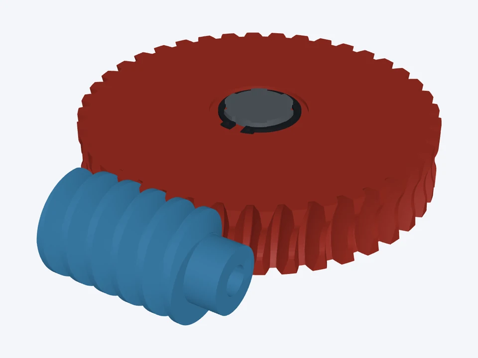 40 : 1 · ISO 14 spline wheel: the worm and wheel in mesh